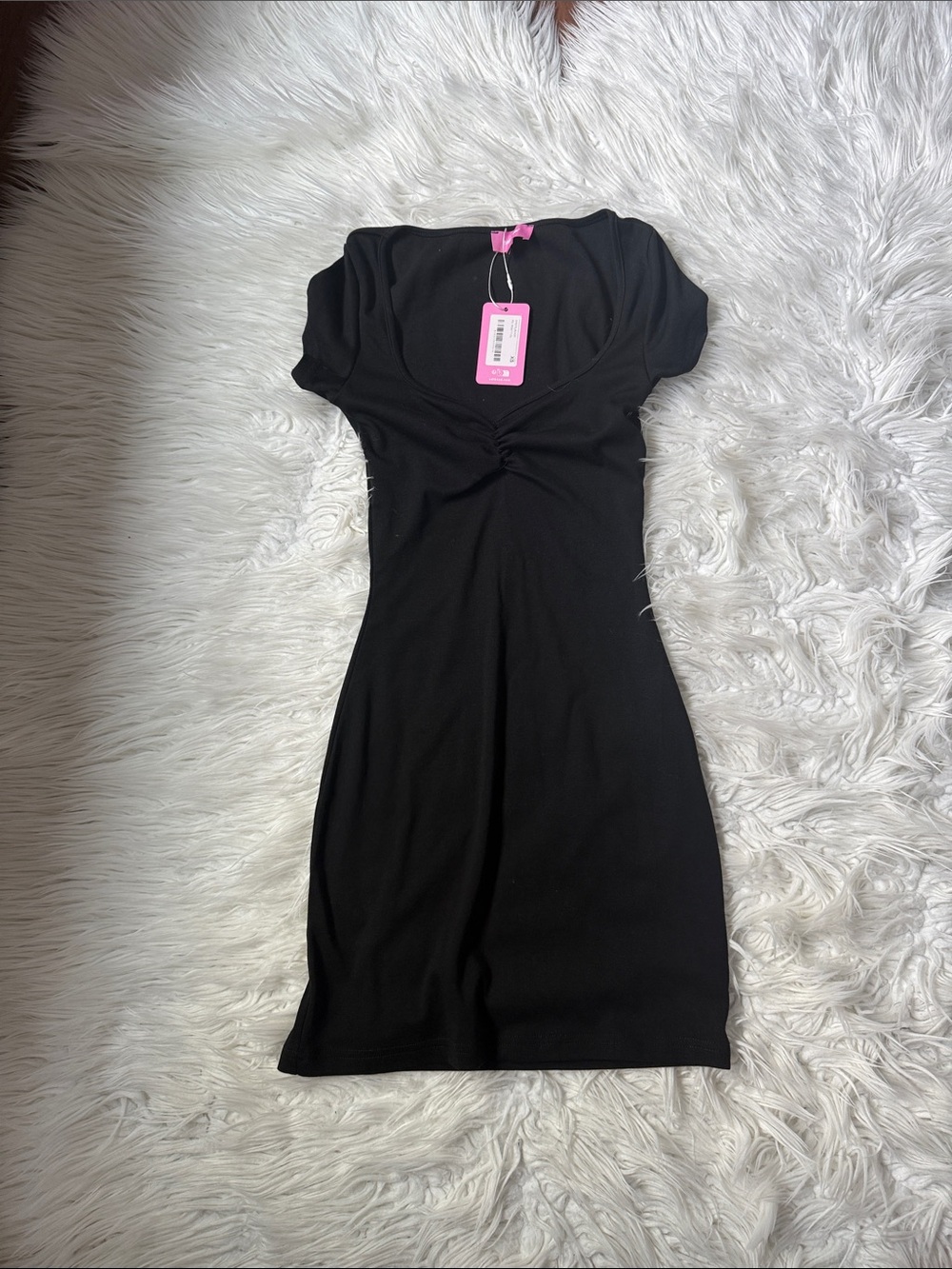 Edikted Black Short-Sleeve Ruched Mini Dress